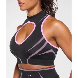 Gymshark Womens Apex Lift Seamless Crop Top M Body Fit Purple Black NWOT